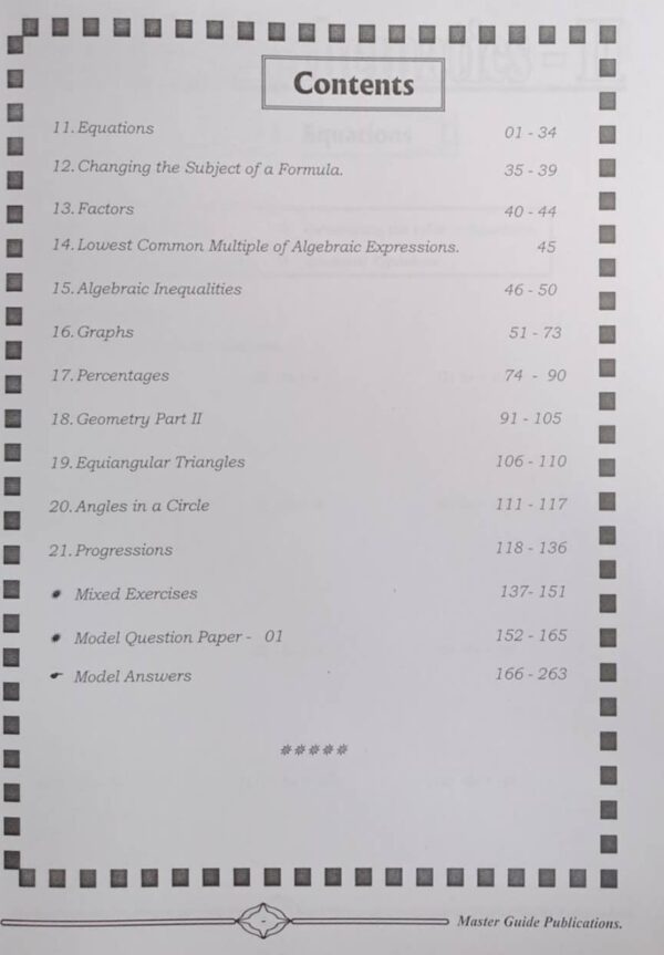 Master Guide Grade 11 Maths workbook(Part II) | English Medium