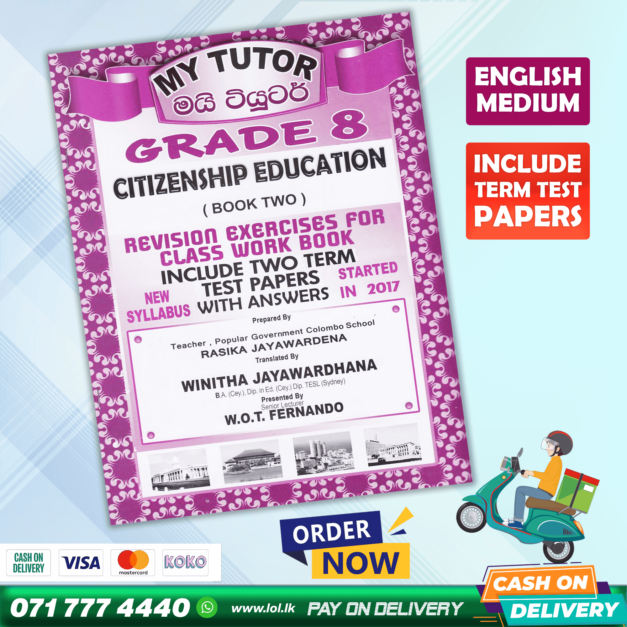 Grade 08 Civics Workbook with Term Test Papers (My Tutor) | English Medium