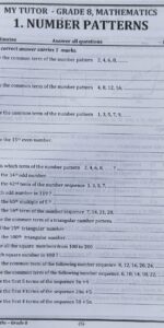 Grade 08 Maths Workbook with Term Test Papers (My Tutor) | English Medium