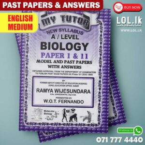 English Medium A/L Biology Past Paper Book with Answers - My Tutor