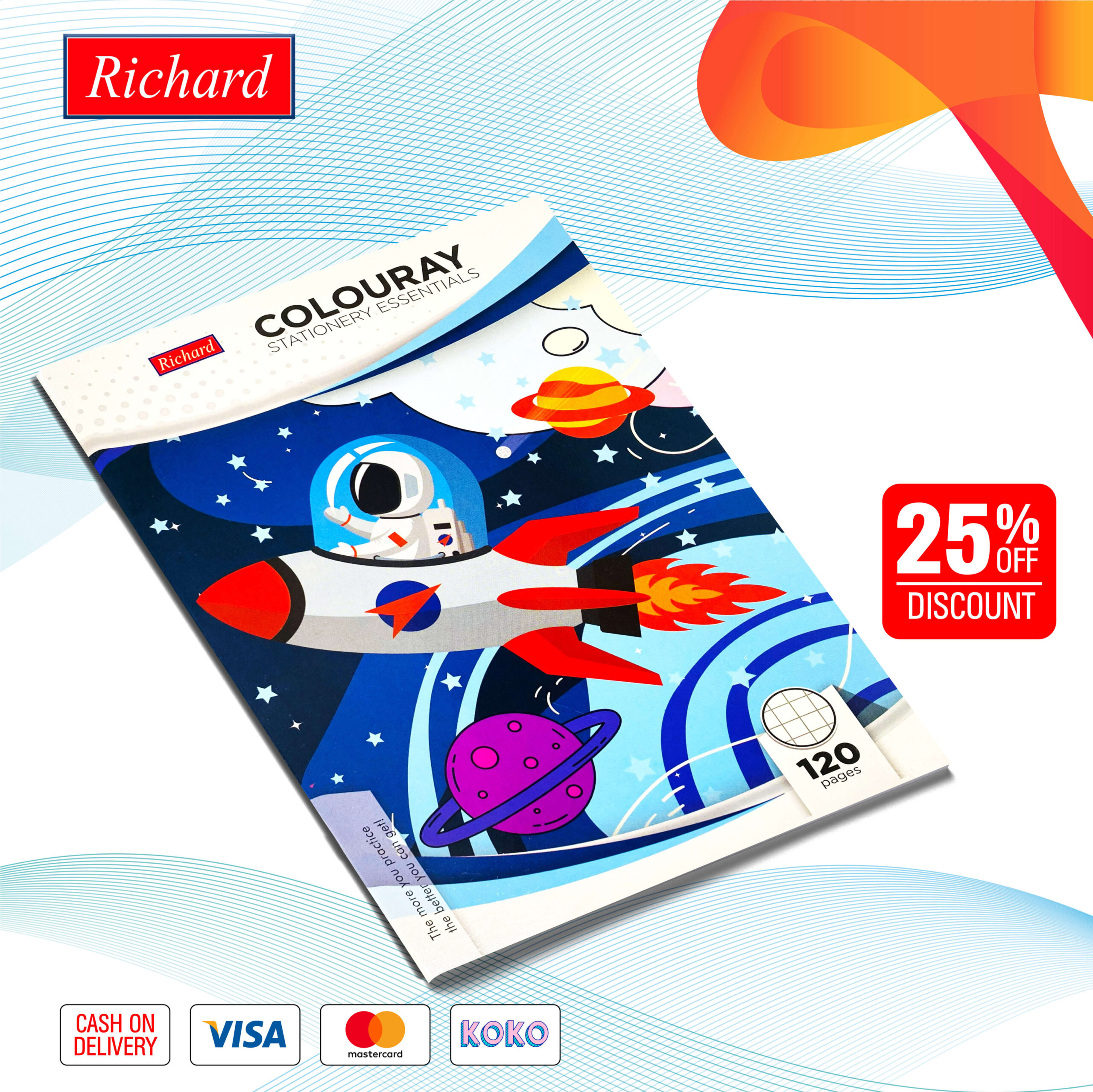 Richard B5 120 Pages Square Ruled Book (25% Off Discount)