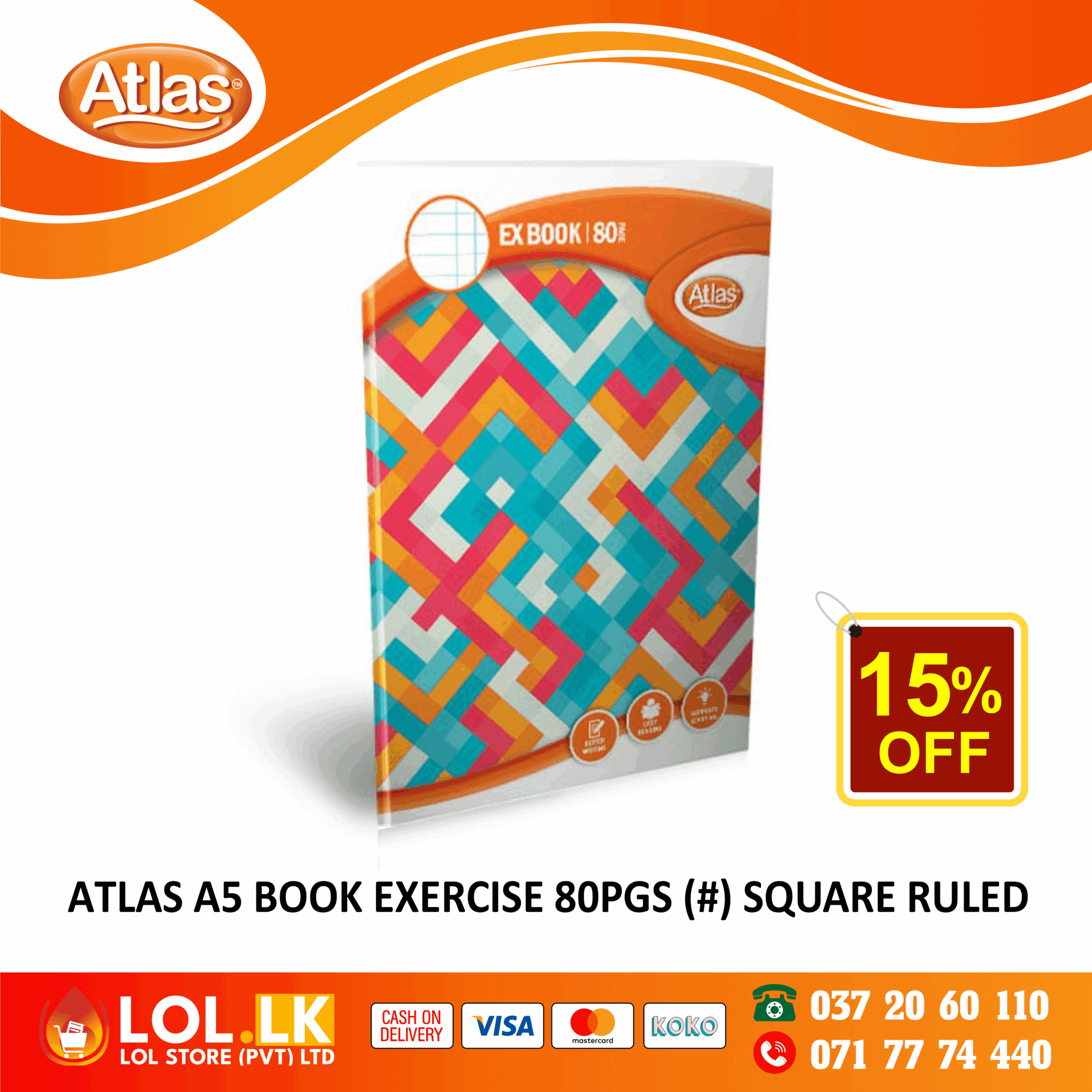 Atlas 120 Pages Single Ruled Exercise Book | 15% OFF + Free Book